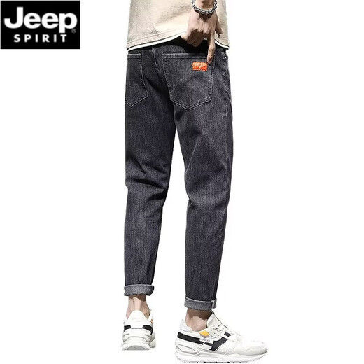 
JEEP SPIRIT stretch men's jeans men's slim foot Harun casual trousers wear-resistant work labor protection men's pants blue gray + black 6621 elastic high quality value 28 waist circumference 2 feet 1