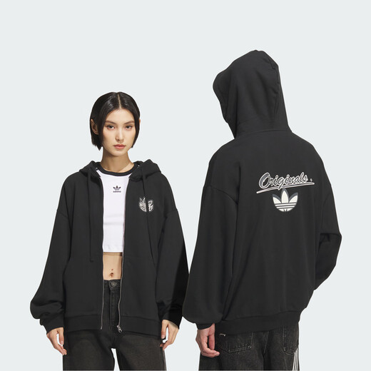 Adidas 2025 New Knitted Sports Hooded Jacket Jacket for Men and Women Autumn Adidas Clover Black L