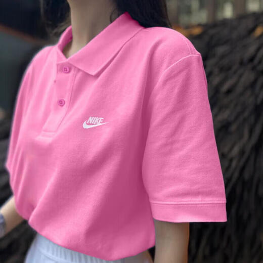 Nike (Nike) POLO PINK CAMISA 2025 Summer NUEVA Lapa de manga corta Camiseta deportiva de algodón puro de algodón FN3895-100 XL