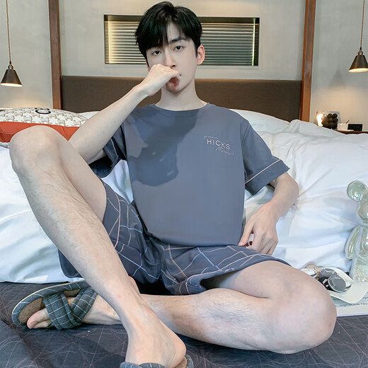 2025 Neue Pyjamas Herren Sommer Baumwolle Dünne Shorts Shorts Anzug für Teenager lässige Heimkleidung können außerhalb von HDE9934 xl xxl getragen werden