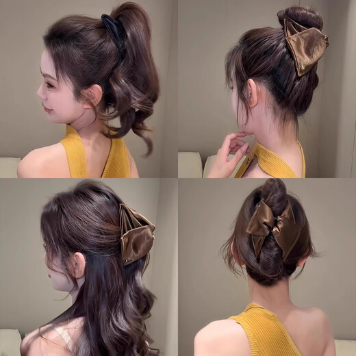 Dongyi carefully selected hairpins for women, high-end shark clips for the back of the head, hairpins, high-end hairpins, satin butterfly hair accessories, black