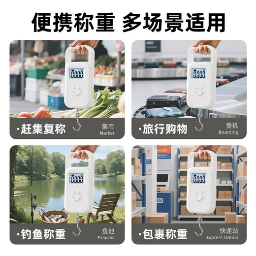 手提秤电子秤便携秤克秤称菜快递吊秤高精度行李秤 白色聚能快充款50公斤高精度5克