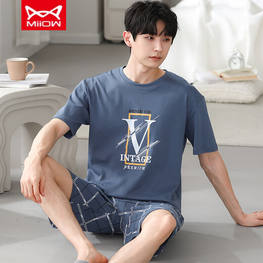 Catman Miiow Summer Pyjamas MODAL MODAL MODAL MINQUE COUPE CONSUCHE CASSOCTALE PLUS Taille deux pièces YS9716 L Recommandé -130jin [Jin est égal à 0,5 kg]