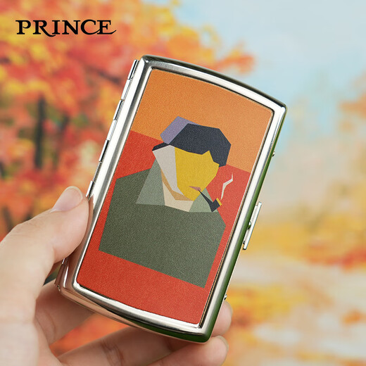 Prince Cigarette Boîte épaisse du milieu et mince Branche Prince Prince Prince Portable Boîte de cigarette personnalisée Portable Portable Couverture de protection en laiton Général YHC12131 Van Gogh Self-Portrait 12 pièces pour cigarettes grossières