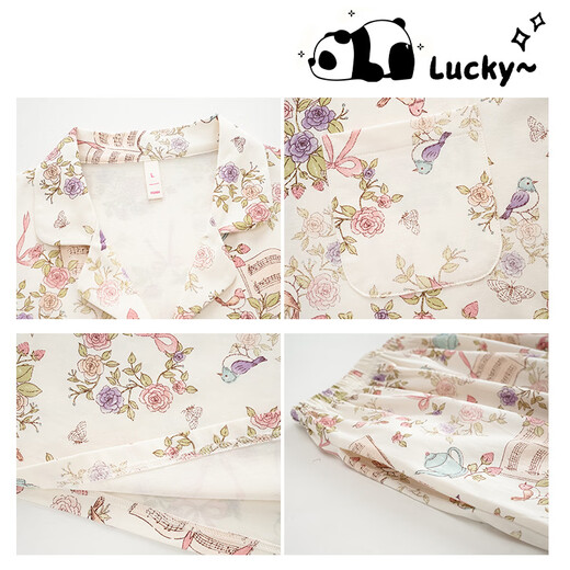 El algodón de la primavera y el verano de Yalu se puede usar pijamas fuera de la manga larga 96% de pijama de algodón en primavera y otoño, un juego de ropa para el hogar de algodón 3e3294 [algodón de clase A] m: peso recomendado 80-100 Jin [Jin equivale a 0.5 kg]