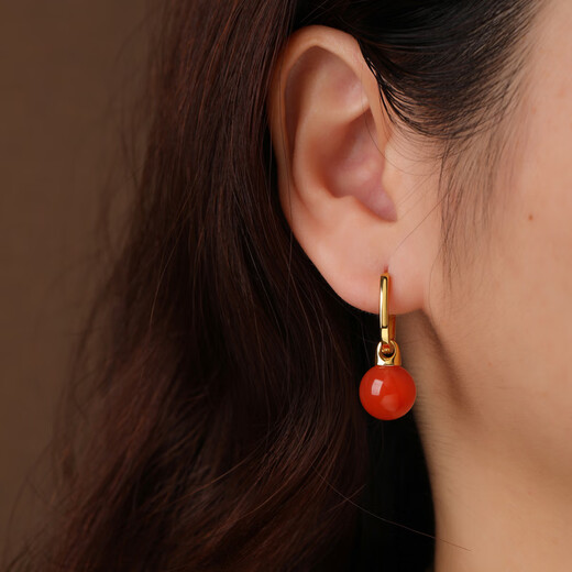 Little Silversmith Nanhong Agate Fuman Earrings S925 Silver Earrings for Women Red Chinese Retro Earrings Jewelry Birthday Gifts