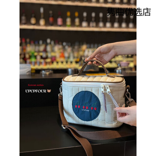 Jiabaixing upupfour Umhängetasche, Hand-Kinderwagen-Aufbewahrungstasche, Kinderwagen-Tasche, hängende Lunch-Tasche, Picknick-Tasche, Mama-Tasche, Kirsch-Retro-Tasche, zwei Arten von Schultergurten (koreanischer Stoff)