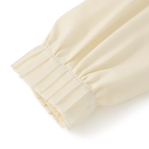 ELLE KIDS children's clothing ruffle collar velvet shirt girls autumn and winter new French sweet and elegant shoulder top beige 130