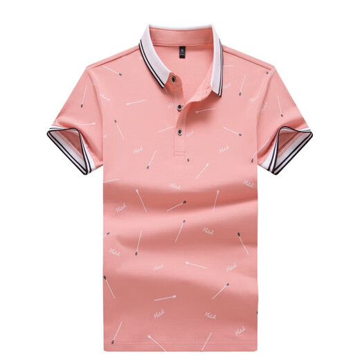 Centro comercial mismo estilo, camiseta de manga corta con solapa estampada de verano para hombres, polo informal de moda de algodón puro para hombres, media manga para hombres, negro QY677 2XL