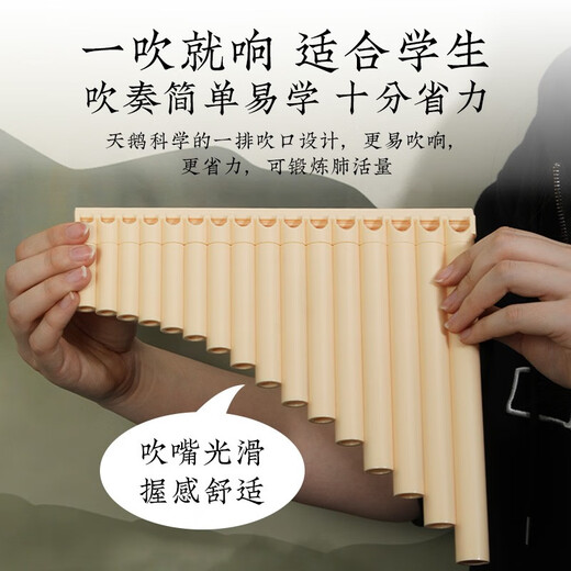 Swan Pan Flöte 18 Tube 16 Röhrchen Grund- und Sekundarschüler C -Tune 18 -Tone -Professionelle Spielstufe 18 Musikinstrumente Anfänger (verbessertes Modell) 16 Tube Elfenbein Weiß Standard + Gleitweiche