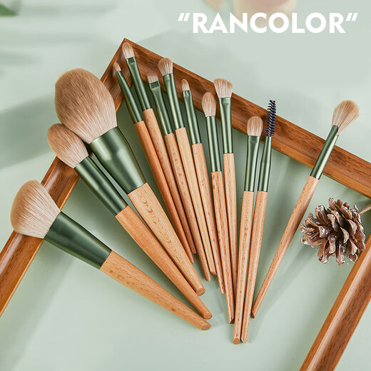 RANCOLOR 13 pieces makeup brush set eye shadow eyebrow powder blush highlighter concealer brush loose powder brush soft bristle tool chocolate makeup brush + brush bucket 10 pieces artificial fiber