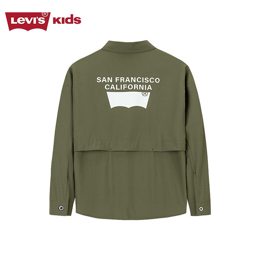 Levi s thin anti-mosquito Levi's boys' shirt 2025 summer new comfortable children's long-sleeved shirt dark moss green 130/64 recommended height 116-122cm