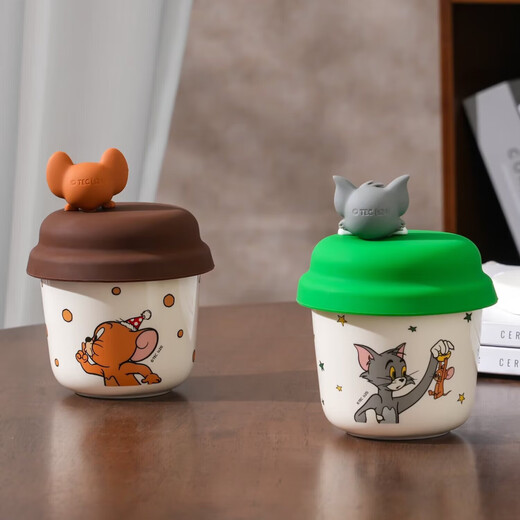 Genuinely authorized Tom and Jerry cute cartoon ceramic cup for office students with silicone cover small cup mug silicone cover cup-Little Jerry 1 piece 260ml