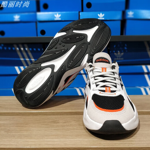 阿迪达斯 （adidas）跑步鞋男鞋女鞋2025秋季新款运动鞋SPIRITAIN 2000缓震老爹鞋休闲 JH7371黑白橙 36.5  (225MM)