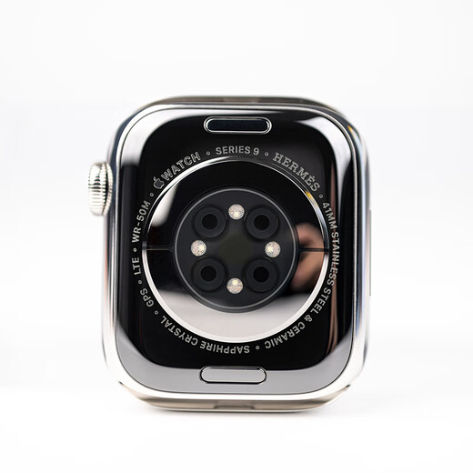 Apple/Apple Watch Serie 9 Smart Watch GPS+ Cellular Modell 41mm Silber Edelstahl Hülle Hermes Orange Sportsgurt mrqe3ch/a