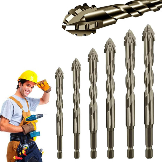 Mihong tilted head four-edged serrated eccentric drill bit for ceramic tile drilling concrete special electric drill rotor ultra-high hardness dry drilling four-edged serrated drill 3mm one pack