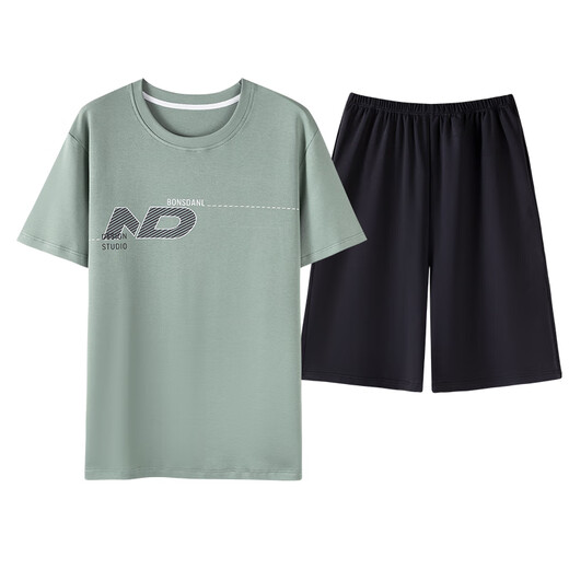 莫代尔睡衣男夏季2025新款冰丝凉感宽松短袖家居服套装可外穿 Y6627 L