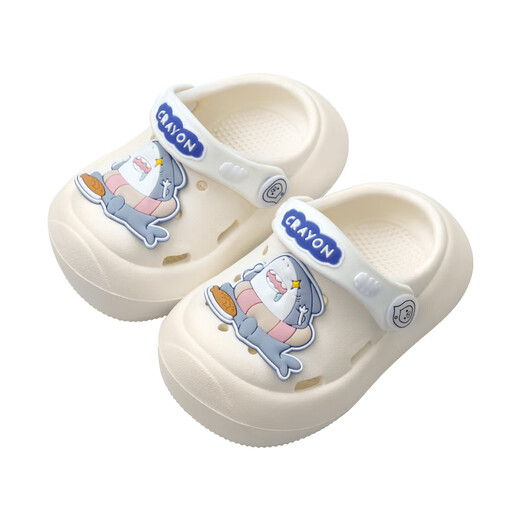 Temps de retard [nouveau produit] Little Shark Cave Shoes Children's Slippers Boys 2025 Nouveau été extérieur portant un enfant antidérapant et tout-petit Small White [mangeant de poisson Shark] 13 130 mm Longueur intérieure 13cm_ longueur du pied Environ 12 ans environ 12