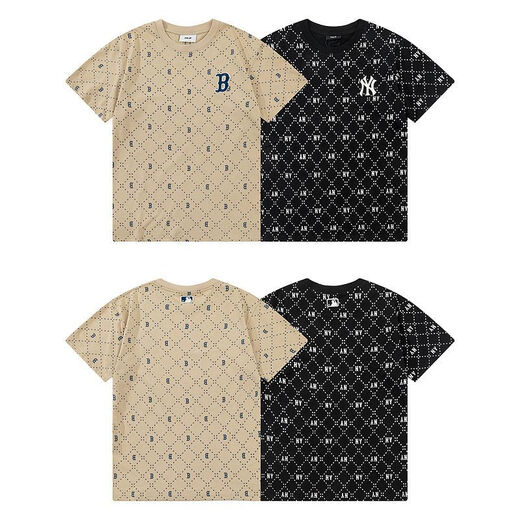 MLB couples' old-fashioned T-shirt casual short-sleeved same style 2024 summer new T05 DT-9923 khaki S