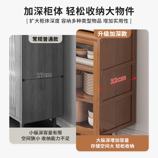 Sizhuge Kitchen Shelves Nordic Sideboard Microwave Oven Home Living Room Cabinet Home Solid Wood Multi-Function Storage Cabinet Wine Cabinet Brown 50 Basic Cabinets (Off the Shelves Once Available)