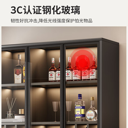 Yisen living room wine cabinet household floor-standing sideboard storage cabinet display cabinet simple with tempered glass door wine cabinet with drawer walnut color - single door model 41.6*40*200CM