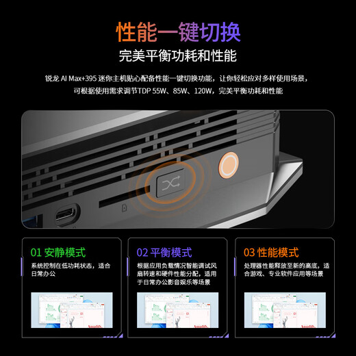 Panlei YO1 AI supercomputing center AMD Ryzen AI Max+ 395 mini host AI PC large model deployment game graphics application high-performance desktop computer subsidy