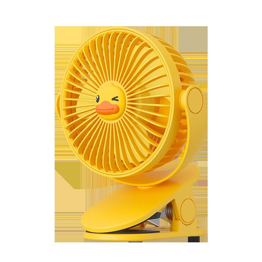 Jisu clip-type small fan small student dormitory bed portable rechargeable clip office desk electric fan yellow FA29 little yellow duck IP model 2000 mAh