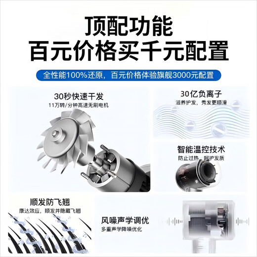 Mrs. Yang Huaqiangbei High-speed Hair Dryer Home Silent Negative Ions High Power Non-Hurting Hair Care High-Wind Hair Dryer Hair Salon Quick-drying Low-Noise Student Dormitory Hair Dryer 2024 Major Upgrade Rose Red Hair Care丨Quick-drying丨Silent