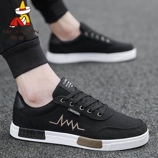 Scarecrow (Mexikaner) 2025 Sommer Neue Leinwandschuhe Männer koreanische Stil trendy Herrenbrettschuhe Schüler Vielseitige Stoffschuhe atmungsbezurbbare trendige Schuhe Herrenschuhe 6636 Gray 39