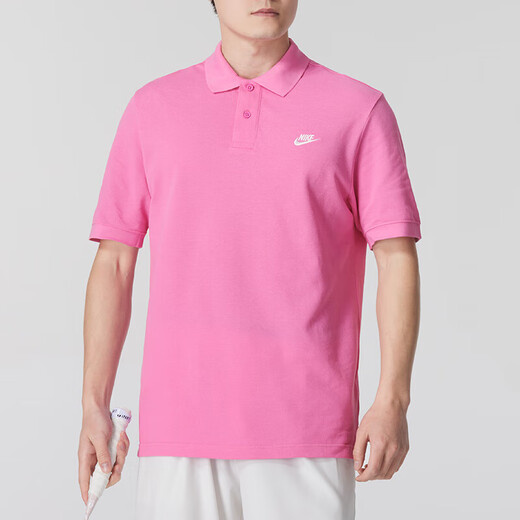 耐克（NIKE）polo衫T恤2025男透气跑步训练健身骑行白色立领衬衫短袖 纯棉FN3895-675  S 100-120斤