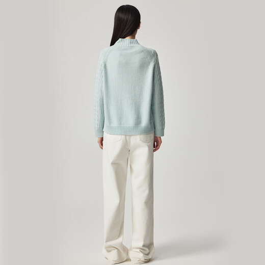 Snow Lotus (SNOW LOTUS) Cashmere Sweater Women's Pure Cashmere Half Turtle Collar Loose Cable Sweater Autumn and Winter 2025 New Knitted Sweater Women's Sky Blue W424 L 110