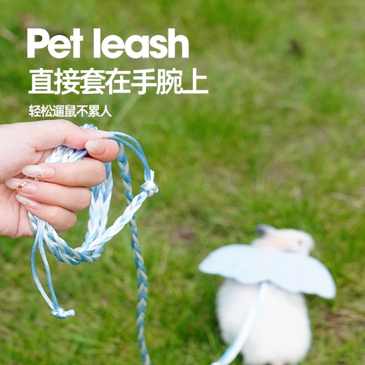 Hamster traction rope, wings, squirrel rope, anti-breakaway sugar glider, flower branch, golden bear, outdoor rope supplies, hamster traction rope - small pink wings - 1 piece