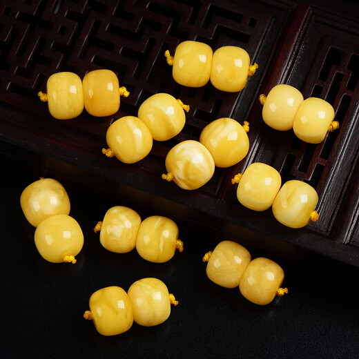 Fat Donglai's same amber beeswax single bead, natural old-style beads, loose beads, small round beads accessories with bead bucket, micro pollen 5mm/piece
