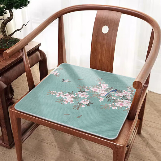 Coussin de siège de style chinois en mouvement de Luoda Chaise de chaise universelle quatre saisons Coussin de glace Cushion cool Maton de bois massif Furniture en bois mahogany canapé chaise U2694n-Cyanqing Peach Blossom N [Four Seasons Universal] 50 * 50cm (coussin standard)