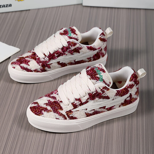 LIGHTNING X STORM Picasso paintings jointly created by Lightning men and women's shoes Revenge Storm Little Fragrance Bread Shoes Heightening Couple Skateboard Shoes D6227 Cherry Red 44