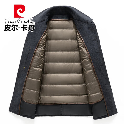 Pierre Cardin flagship store removable down liner double-sided woolen coat men's business casual middle-aged dad jacket men gray (removable down liner) XL /180