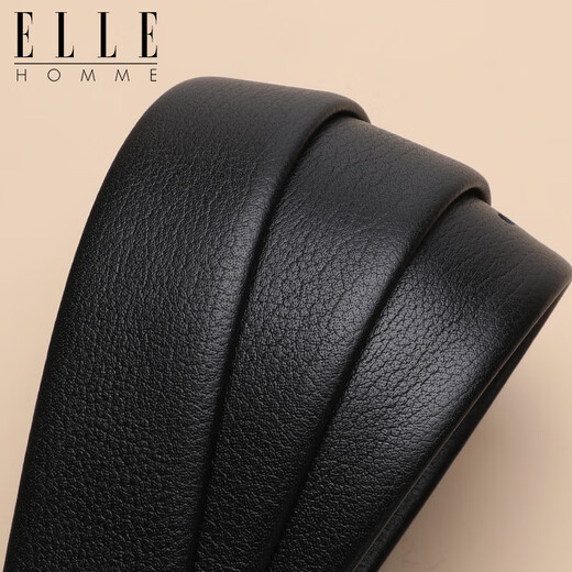 Elle Homme Men's Belt, Top Layer Cow Hide Pin Boucle de boucle, ceinture décontractée à la mode, cadeau d'anniversaire noir 3615 pour hommes