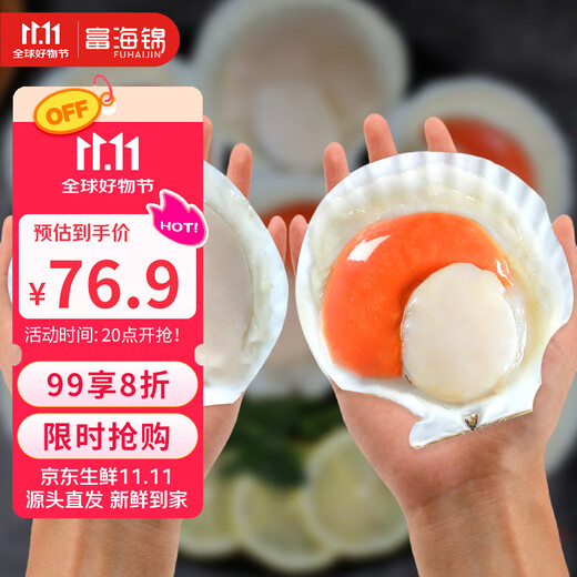 Fuhai Nishiki Sauce Half Shell Ezo Scallops 540g 6 pieces without sand hot pot barbecue ingredients seafood fresh shellfish gift