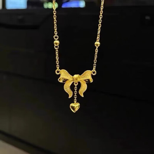 Fat Donglai's same style of the fugitive princess necklace gold shop bow love clavicle chain imitation gold wedding three gold does not fade gold shop 10 grams of the same style of the fugitive princess necklace, available