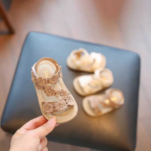 Ye Yu 2025 summer new baby girl shoes flower sandals 1 to 2-3 years old toddler shoes soft sole baby shoes trendy off-white counter upgraded version open glue 95% mothers choose 15 inner length about 11.5 cm