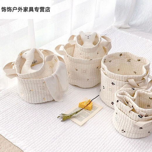 Winsio ins Nordic style cotton baby diaper clothes storage basket children's toys sorting bag basket bedside storage bag beige large olive sorting bag