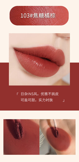 WODWOD Ice Cream Velvet Air Lip Clay Mirror Matt Lip Glaze Waterproof Non-stick Cup Whitening Premium Lip Gloss W826-101# Queen Rose Tea