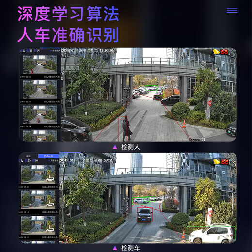 HIKVISION海康威视网络监控摄像头400万超高清公司室内室外手机远程全彩AI人车侦测POE半球HK-E2P4L-P 2.8MM