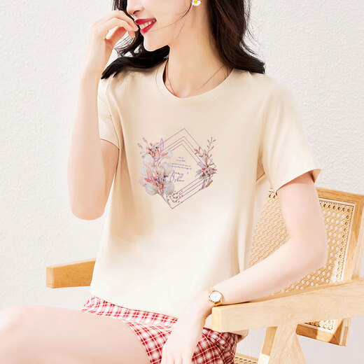 Pierre Cardin Sommer reines Baumwoll-T-Shirt für Frauen kurzärmelige lose Temperament und modischen rosa Körper. Hemd Sommerkleidung 2025 Neues Top 6172 Graues Pulver Kurz-/Ärmel-leichte Luxusprodukte in diesem Jahr m (Empfohlen 80-105 Jin [Jin gleich 0,5 kg])