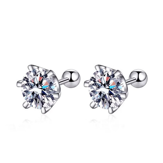 Nilan Fat Donglai same style pt950 platinum moissanite earrings 18K gold moissanite PT950 six-claw screw simple time 30 minutes single