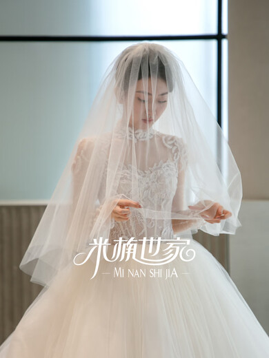 DRJEFUN marriage certificate registration bride soft veil wedding dress fluffy headdress high-definition short style proposal travel photo plain gauze simple -80cm