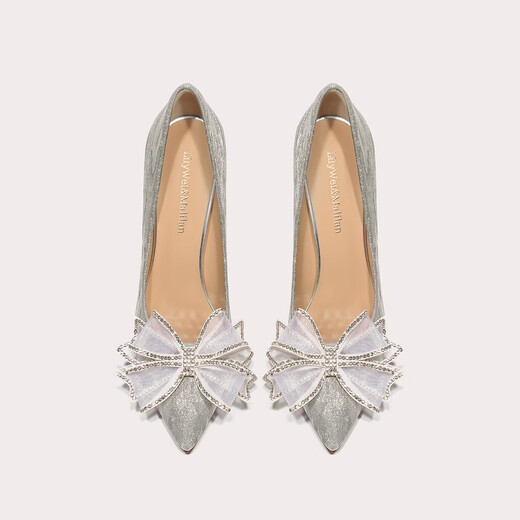 
Lily Wei [Heart Finger] French High Heels Fairy Crystal Wedding Shoes Thin Heels Pointed Toe Bow Bridal Single Shoes