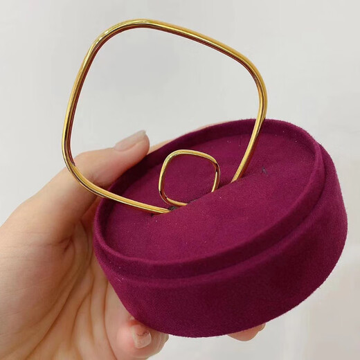 VZZS3D Hard Gold Gold Small Square Ring Pure Gold 999 Smooth Geometric Bracelet Gold Bangle Men's and Women's Ring Square Ring No. 9