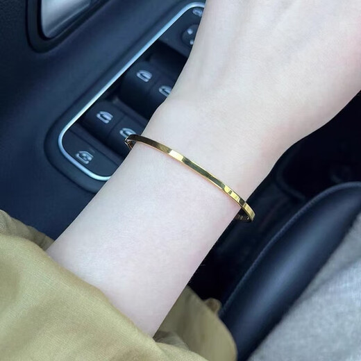 DL 1998 Fat Donglai same style 18K gold bracelet 18K color gold plain ring AU750 rose gold gold super shiny surface bracelet simple small size (recommended 70-100Jin Jin is equal to 0.5kg)