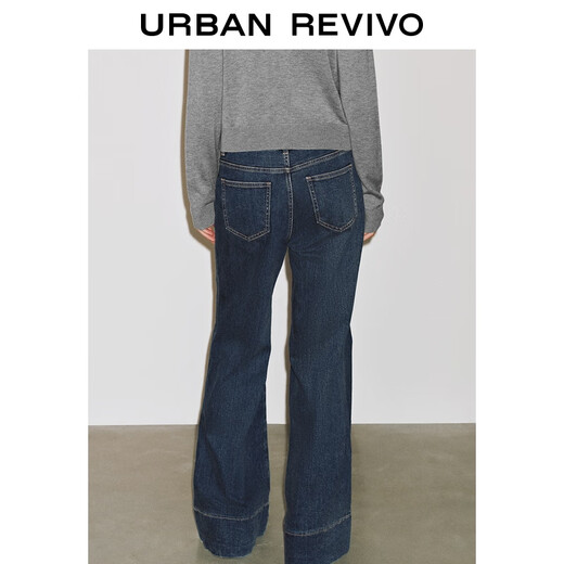 UR2025 Autumn New Women's Retro Casual Pocket Flared Denim Trousers UWM850244 Blue 27